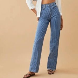 Reformation Macgraw Pinstripe High Rise Jeans